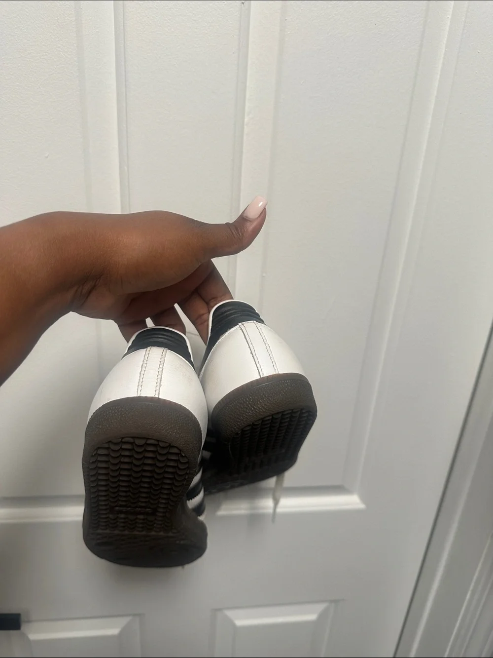 adidas White / Black Low-Top Sneakers with Gray Suede Toe